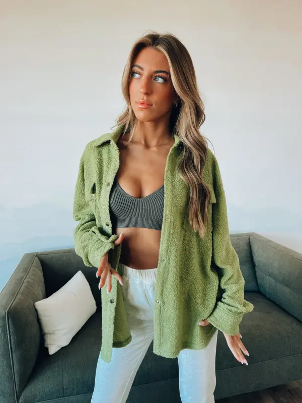 Avocado Fleece Day Shacket-49839