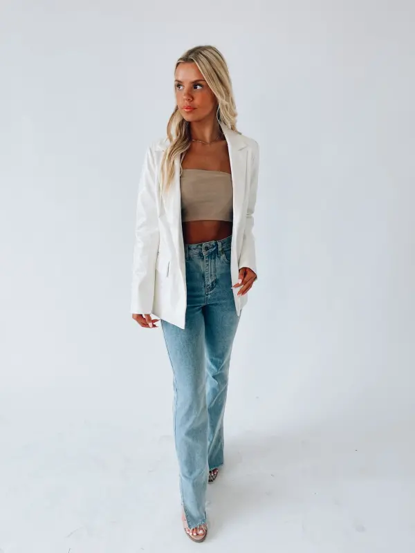 Bindi Crocodile Print Leather Blazer