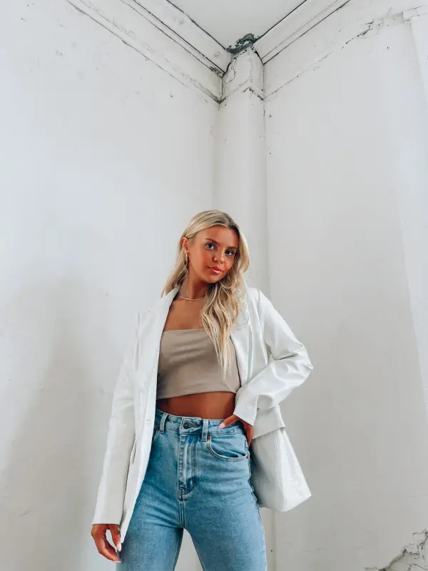 Bindi Crocodile Print Leather Blazer