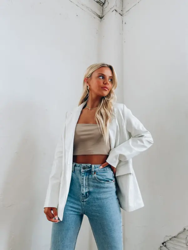 Bindi Crocodile Print Leather Blazer