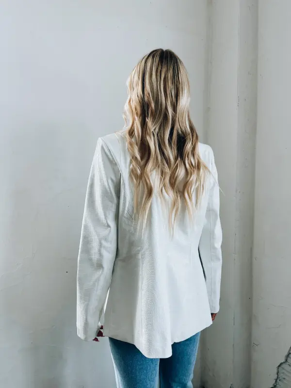Bindi Crocodile Print Leather Blazer