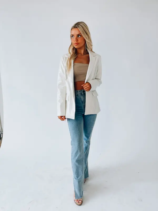 Bindi Crocodile Print Leather Blazer