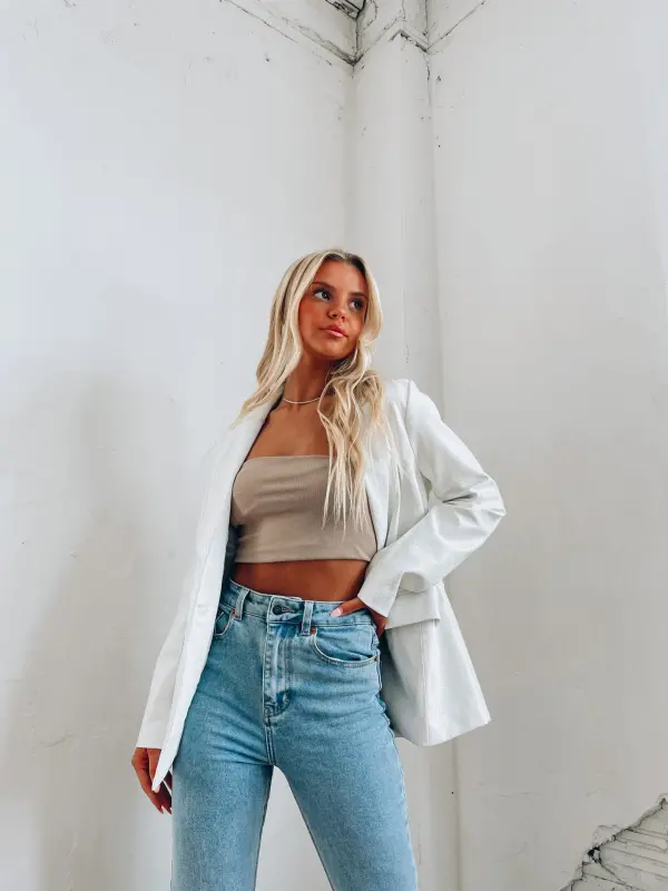 Bindi Crocodile Print Leather Blazer