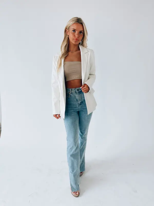 Bindi Crocodile Print Leather Blazer