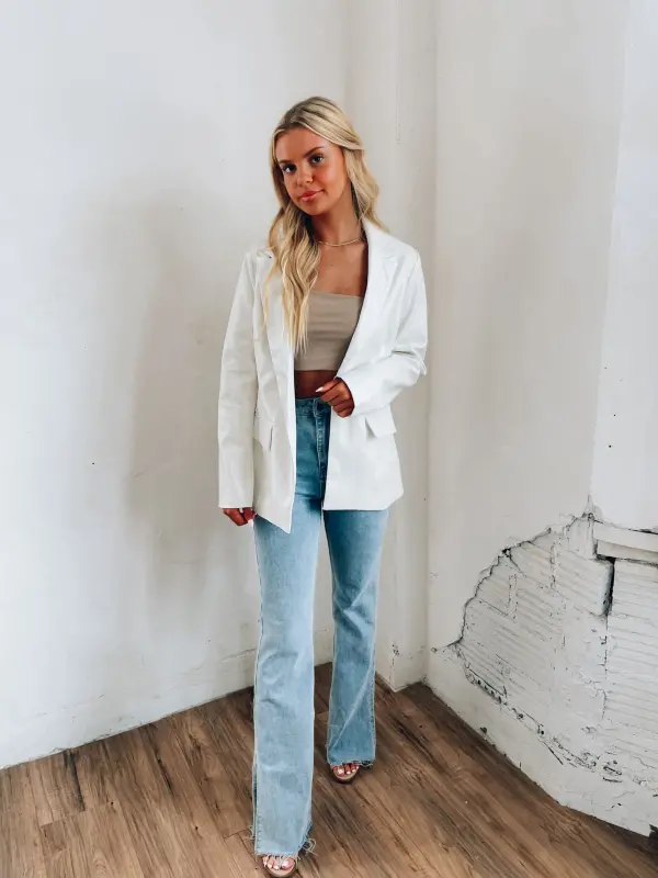 Bindi Crocodile Print Leather Blazer