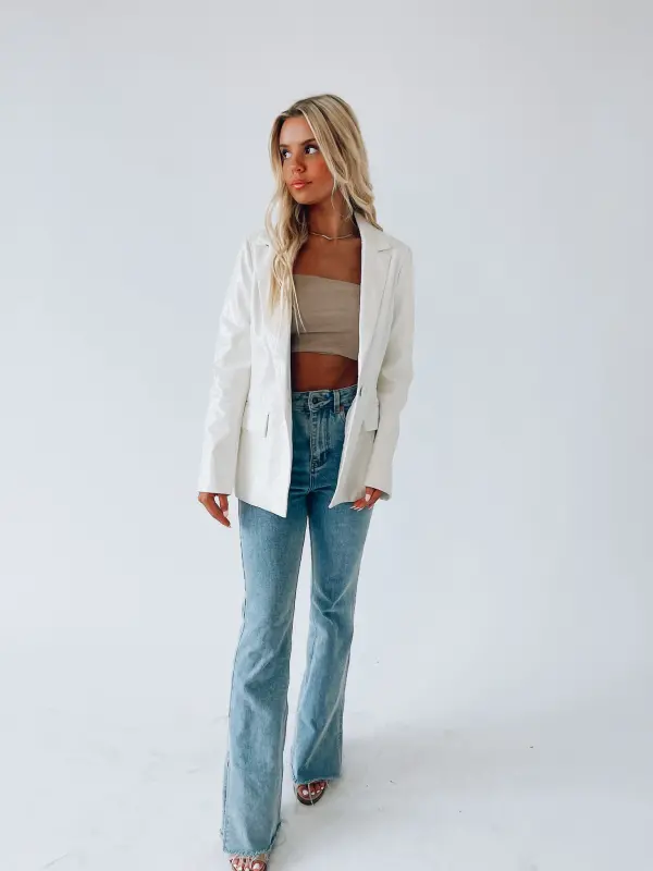 Bindi Crocodile Print Leather Blazer