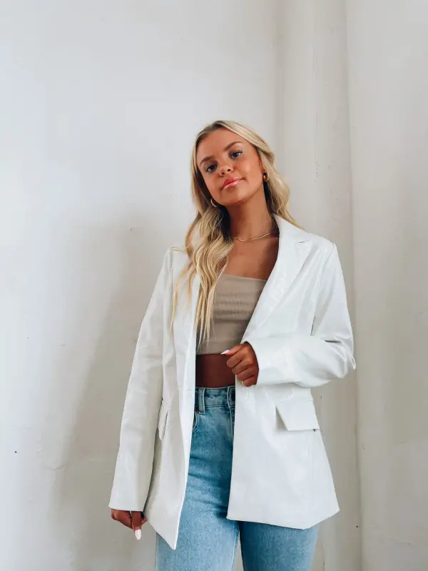 Bindi Crocodile Print Leather Blazer