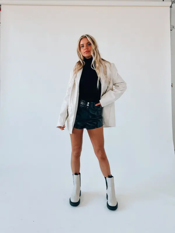 Cream Pleather Blazer