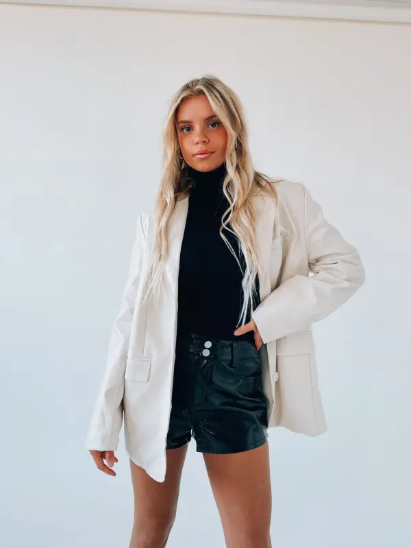 Cream Pleather Blazer