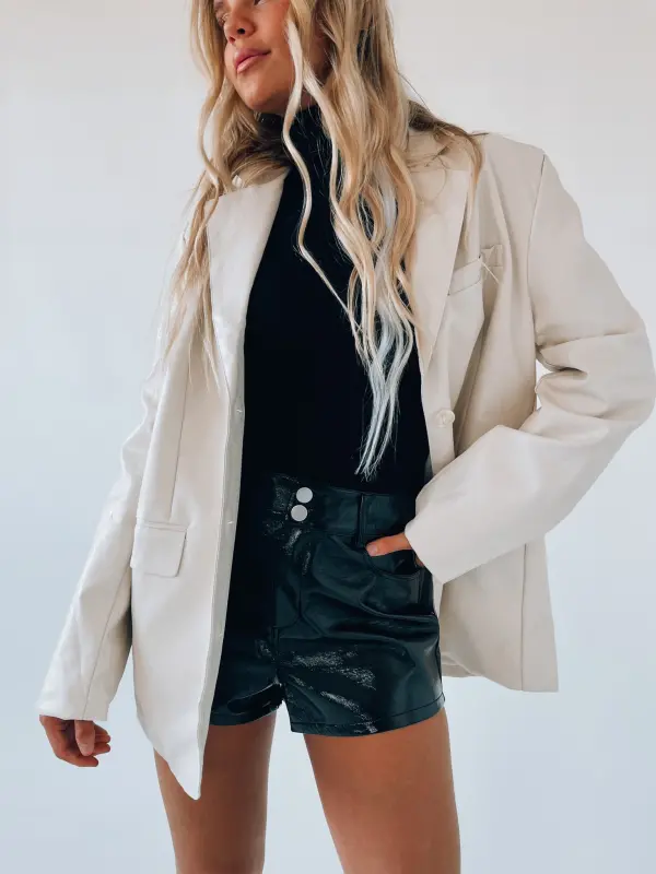 Cream Pleather Blazer