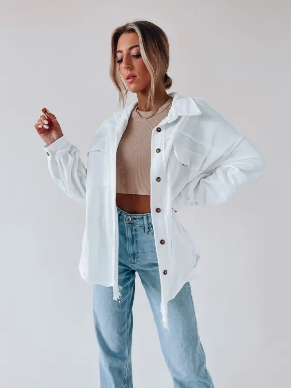 Jessika Button Down Ivory Shacket