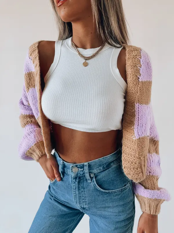 Marisol Color Block Cropped Cardi