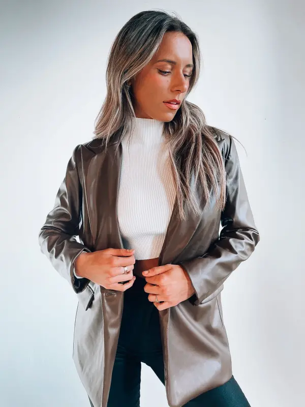 Taylin Brown Leather Blazer