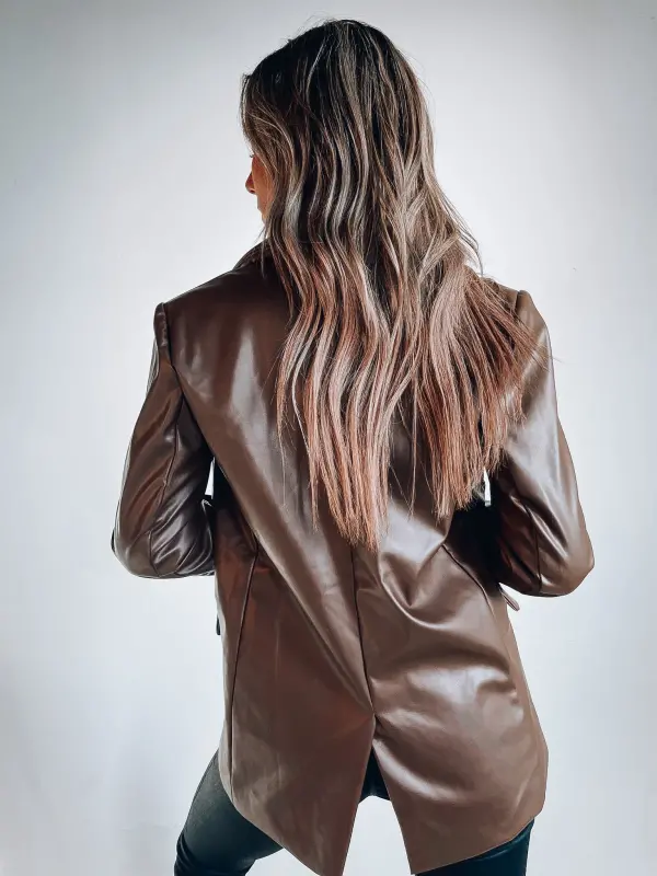 Taylin Brown Leather Blazer