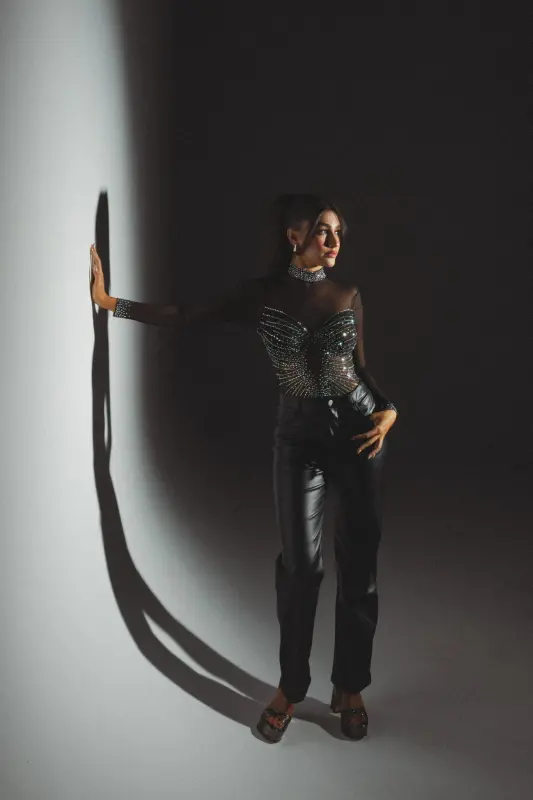 Kourtney Rhinestone Mesh Bodysuit