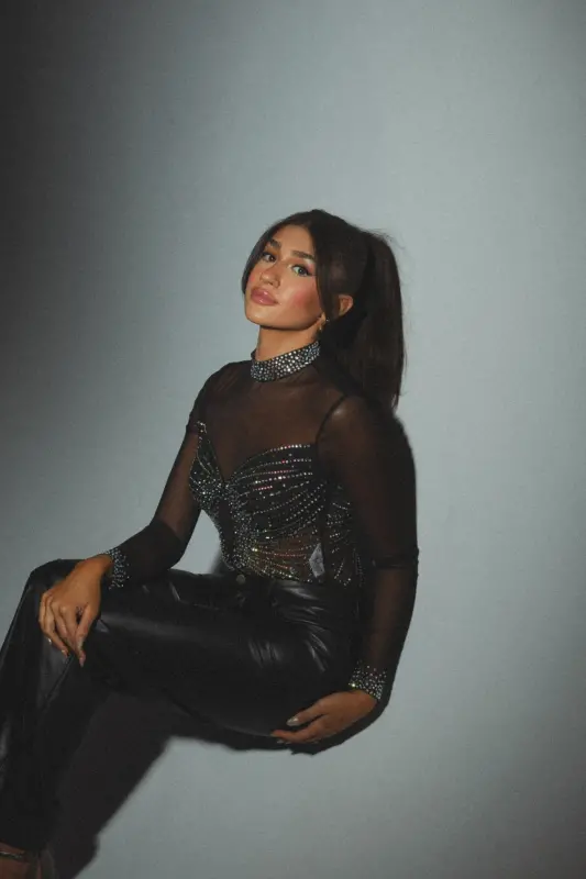 Kourtney Rhinestone Mesh Bodysuit