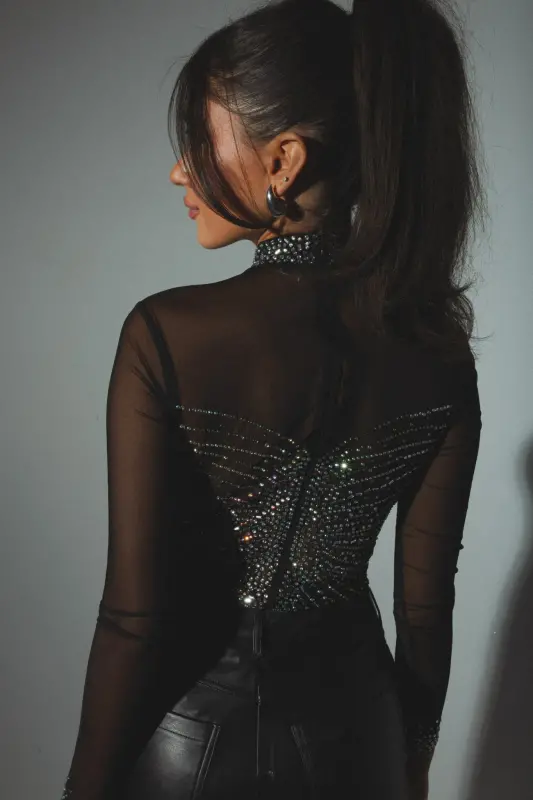 Kourtney Rhinestone Mesh Bodysuit