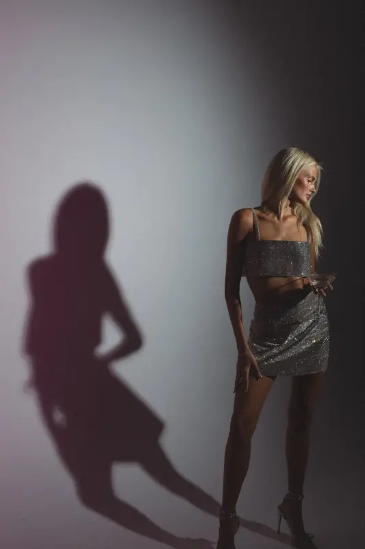 Metallic Rhinestone Crop Top