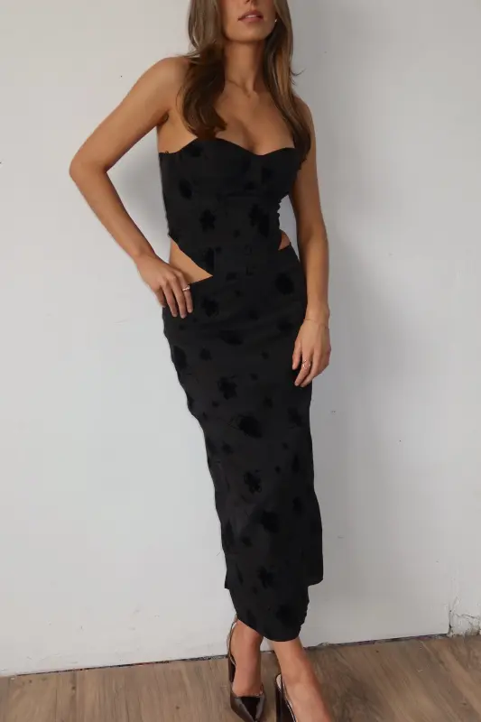 Tia Velvet Floral Corset Top