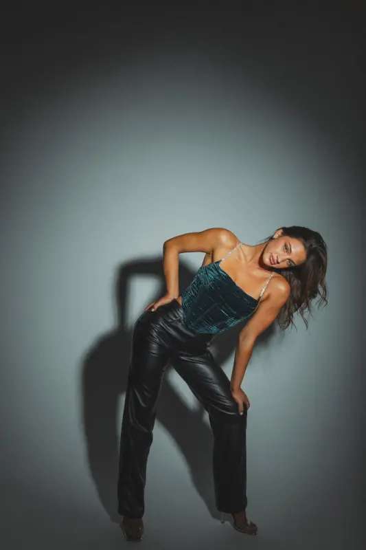 Tori Teal Velvet Corset Top