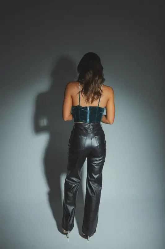 Tori Teal Velvet Corset Top