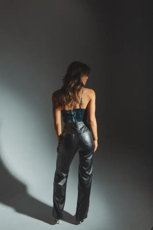 Tori Teal Velvet Corset Top