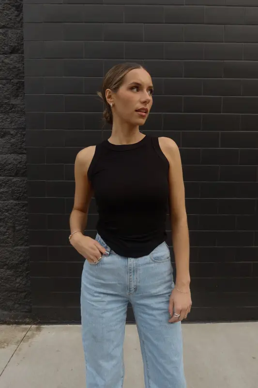 Vera Black Fitted Tank-56300